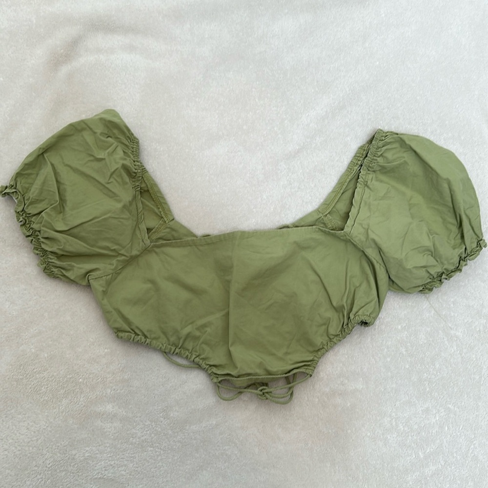 Polly princess‎ olive green cropped tie top size 4